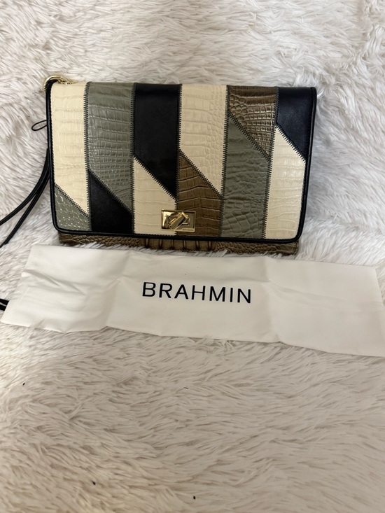 Brahmin Handbags - Brahmin Lily Pouch Large Wristlet Clutch Silver Sage Caspian Croc Patchwork NWT